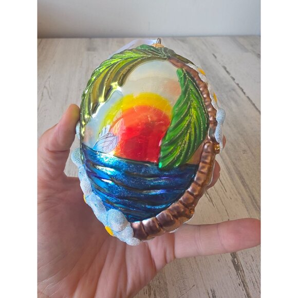 Hawaii cruise boat glass glitter ornament remember palm tree flowers unique Xmas - Picture 9 of 11
